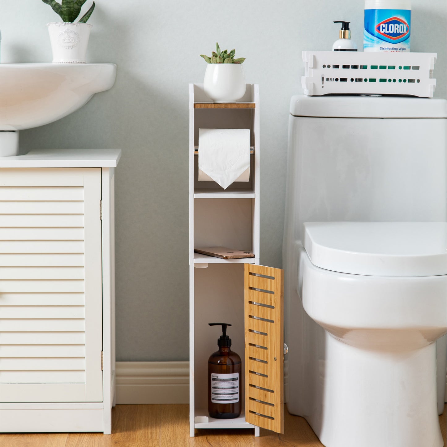 Bamboo Toilet Paper Storage