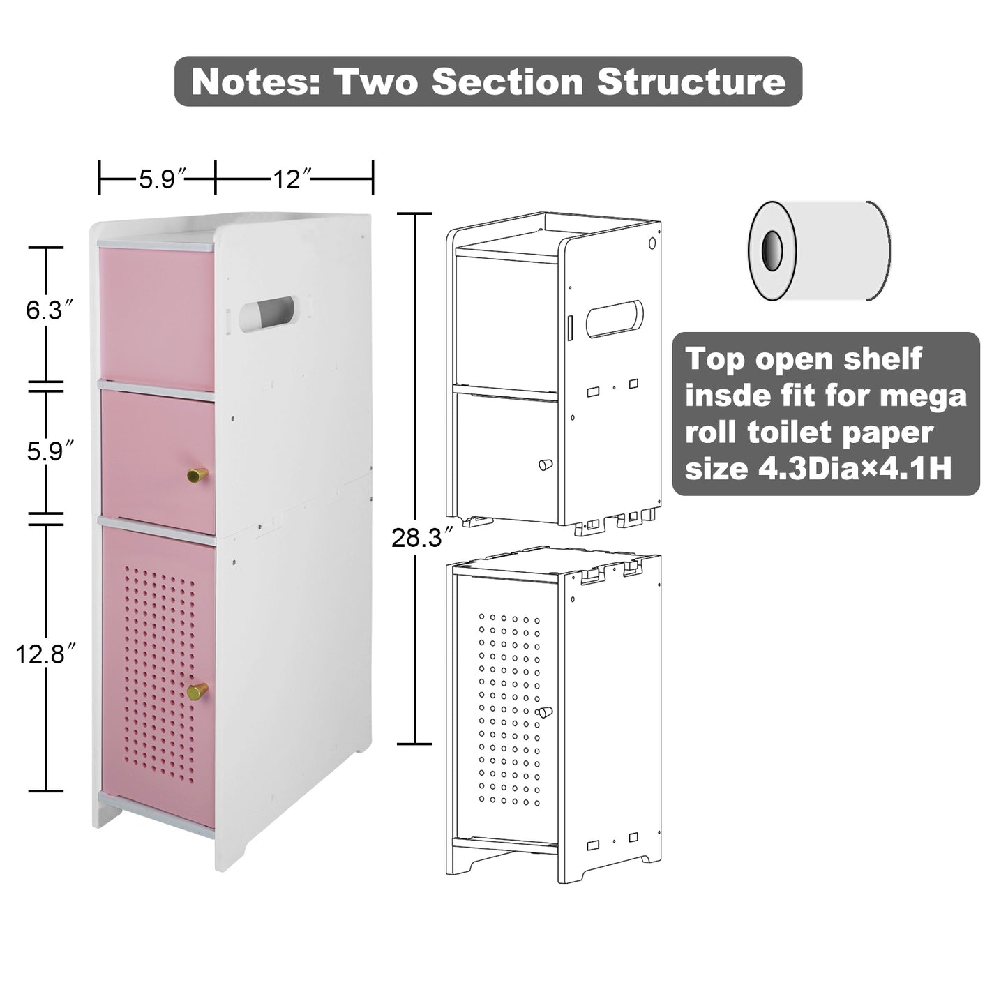 AOJEZOR Bathroom Storage Cabinet:Small Bathroom Storage Cabinet for Toilet Paper Holder