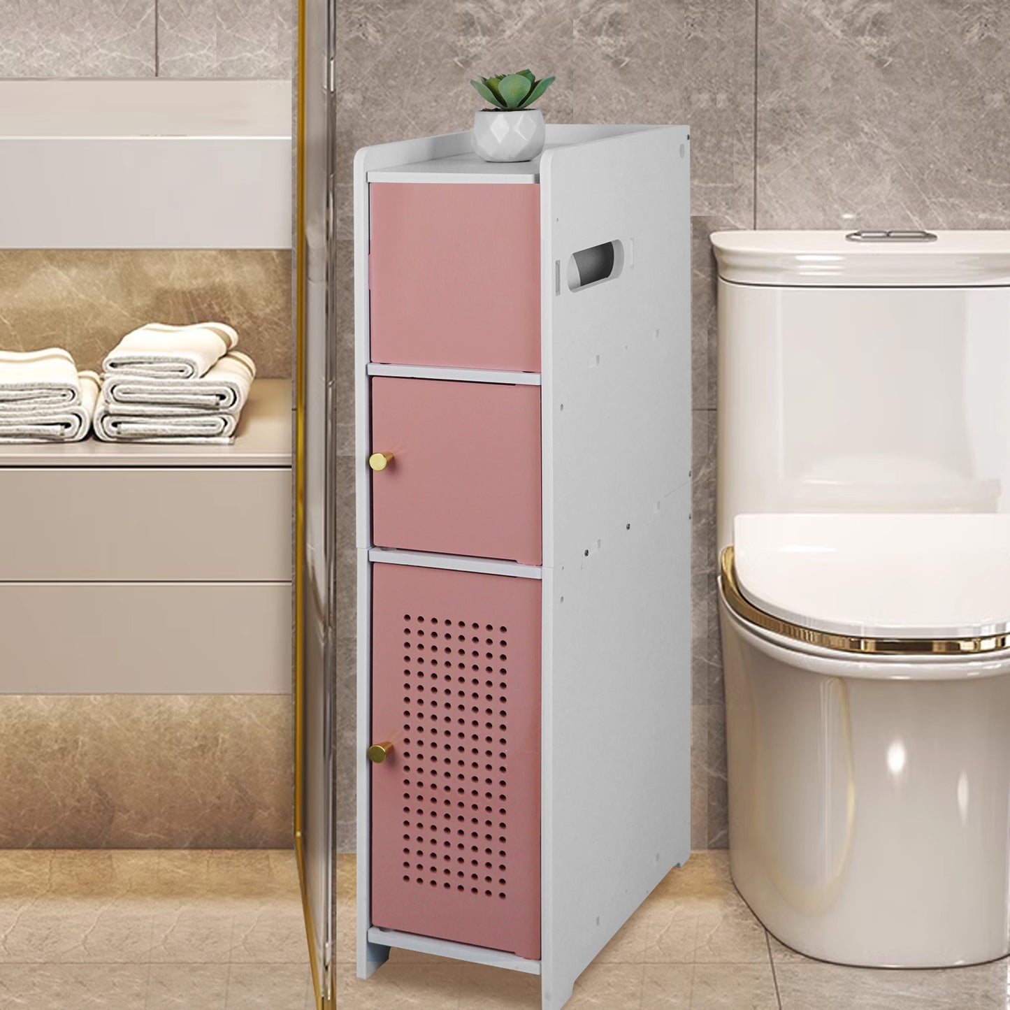 AOJEZOR Bathroom Storage Cabinet:Small Bathroom Storage Cabinet for Toilet Paper Holder