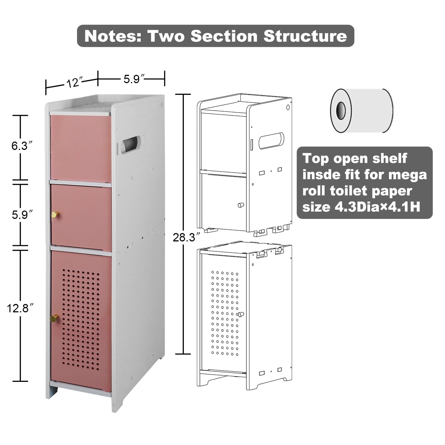 AOJEZOR Bathroom Storage Cabinet:Small Bathroom Storage Cabinet for Toilet Paper Holder