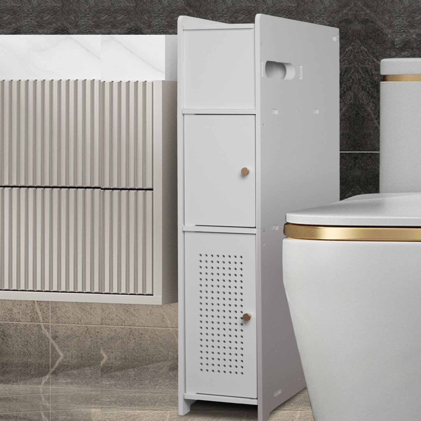 AOJEZOR Bathroom Storage Cabinet:Small Bathroom Storage Cabinet for Toilet Paper Holder