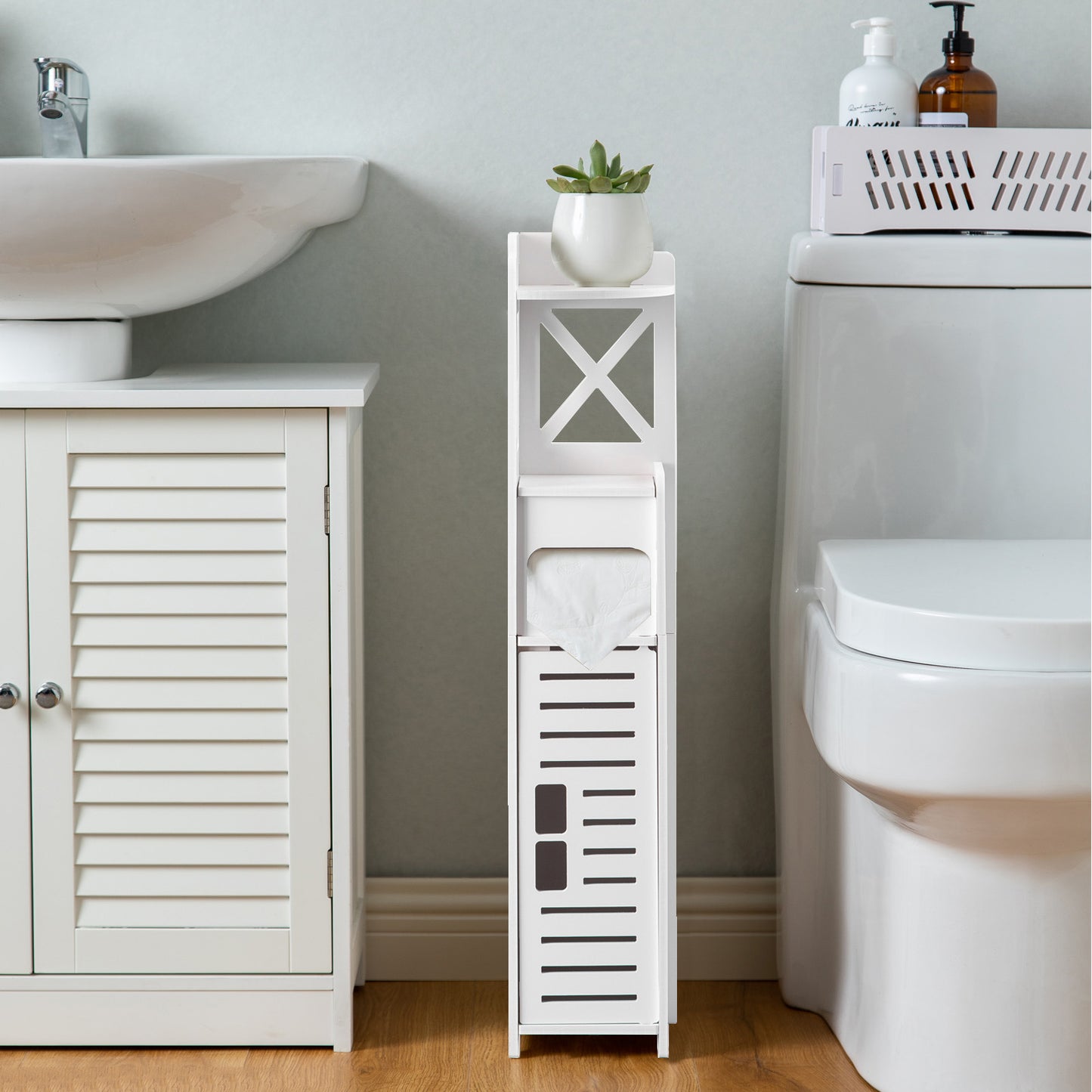 AOJEZOR Toilet Paper Storage,Small Bathroom Storage for Half Bathroom,Small Bathroom Storage for Tiny Spaces