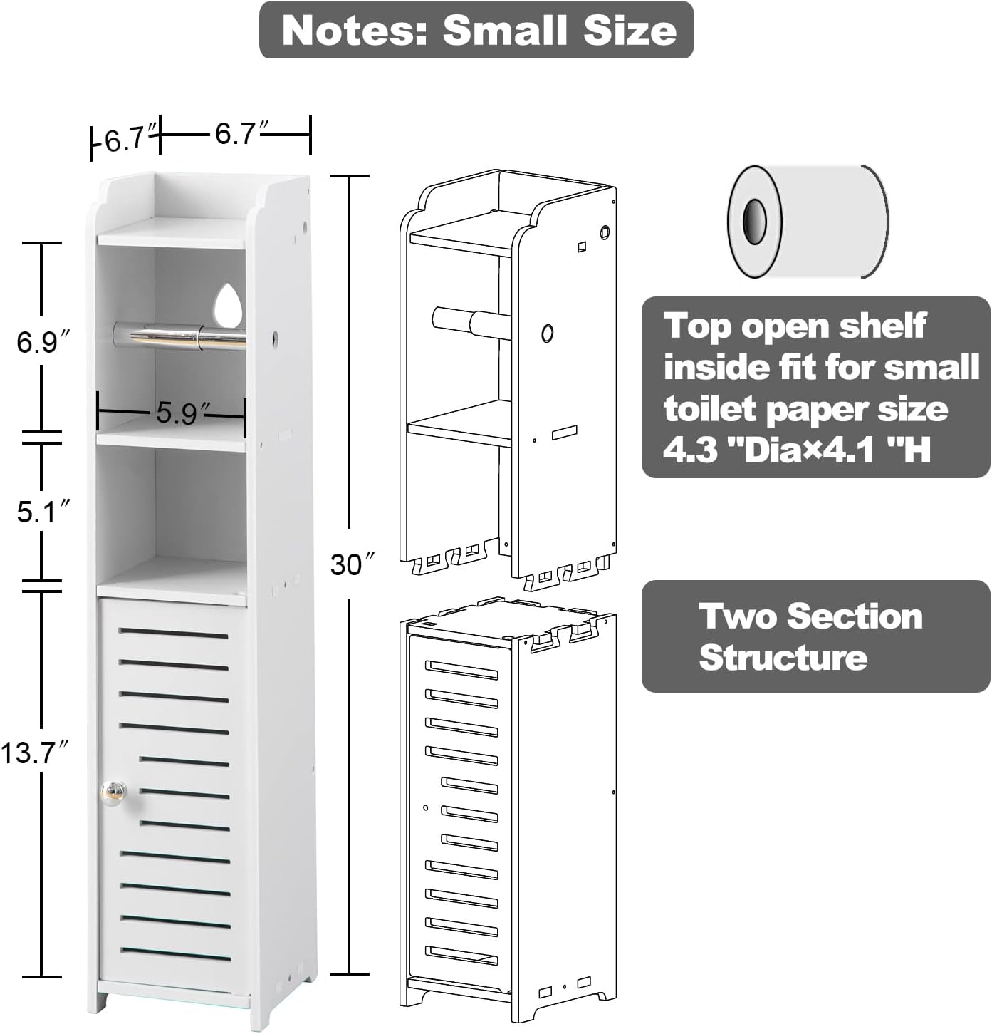 AOJEZOR Toilet Paper Holder Stand:Bathroom Storage Cabinet for Small Bathroom-Small Bathroom Storage Cabinet with Toilet Roll Holder