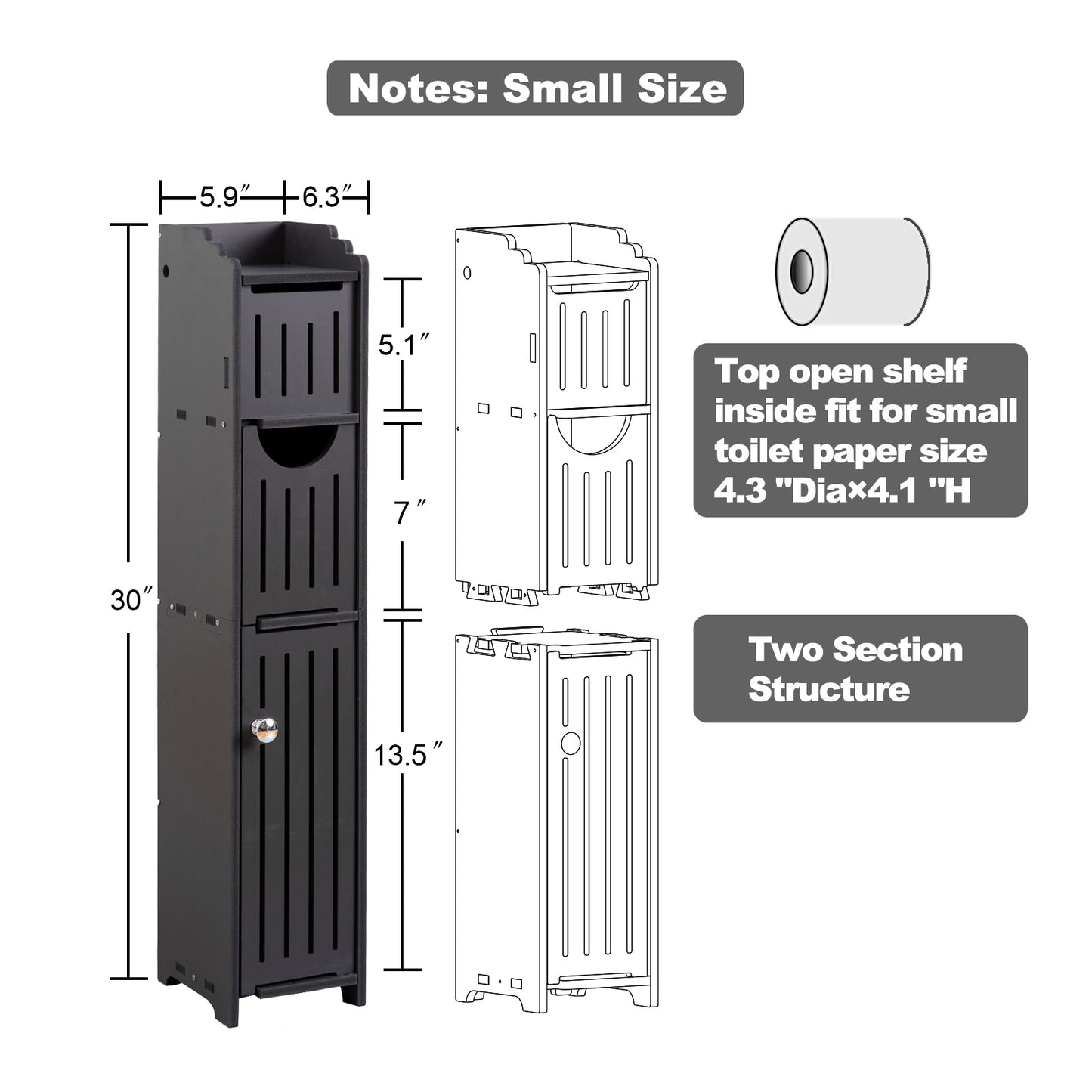 AOJEZOR Bathroom Storage Cabinet:Small Bathroom Storage Cabinet for Small Space-Toilet Paper Cabinet Fit for Small Roll