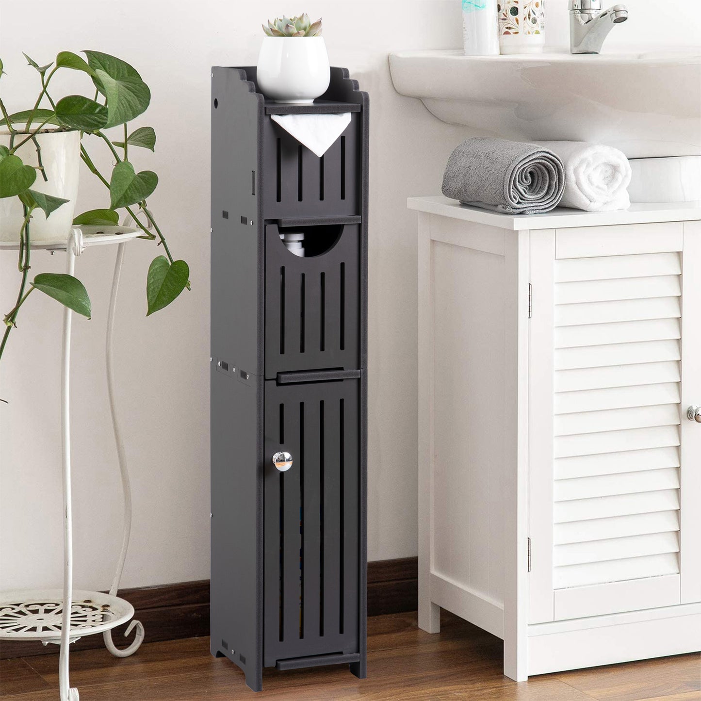 AOJEZOR Bathroom Storage Cabinet:Small Bathroom Storage Cabinet for Small Space-Toilet Paper Cabinet Fit for Small Roll