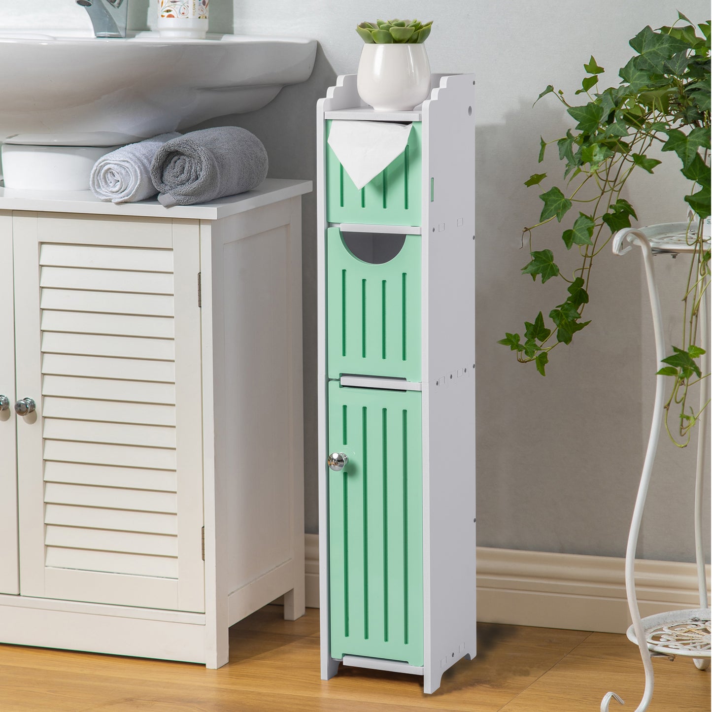 AOJEZOR Bathroom Storage Cabinet:Small Bathroom Storage Cabinet for Small Space-Toilet Paper Cabinet Fit for Small Roll