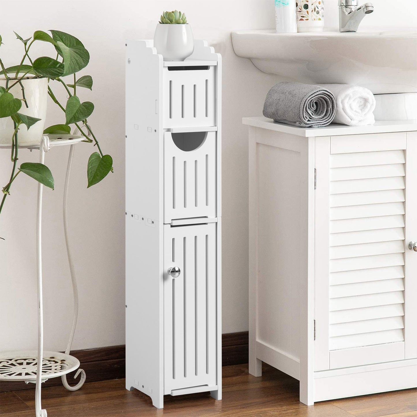 AOJEZOR Bathroom Storage Cabinet:Small Bathroom Storage Cabinet for Small Space-Toilet Paper Cabinet Fit for Small Roll