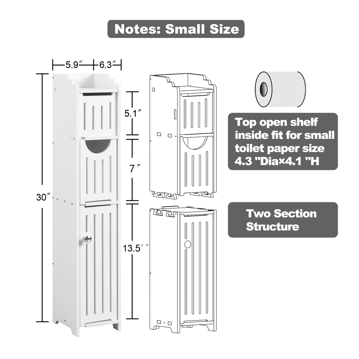 AOJEZOR Bathroom Storage Cabinet:Small Bathroom Storage Cabinet for Small Space-Toilet Paper Cabinet Fit for Small Roll