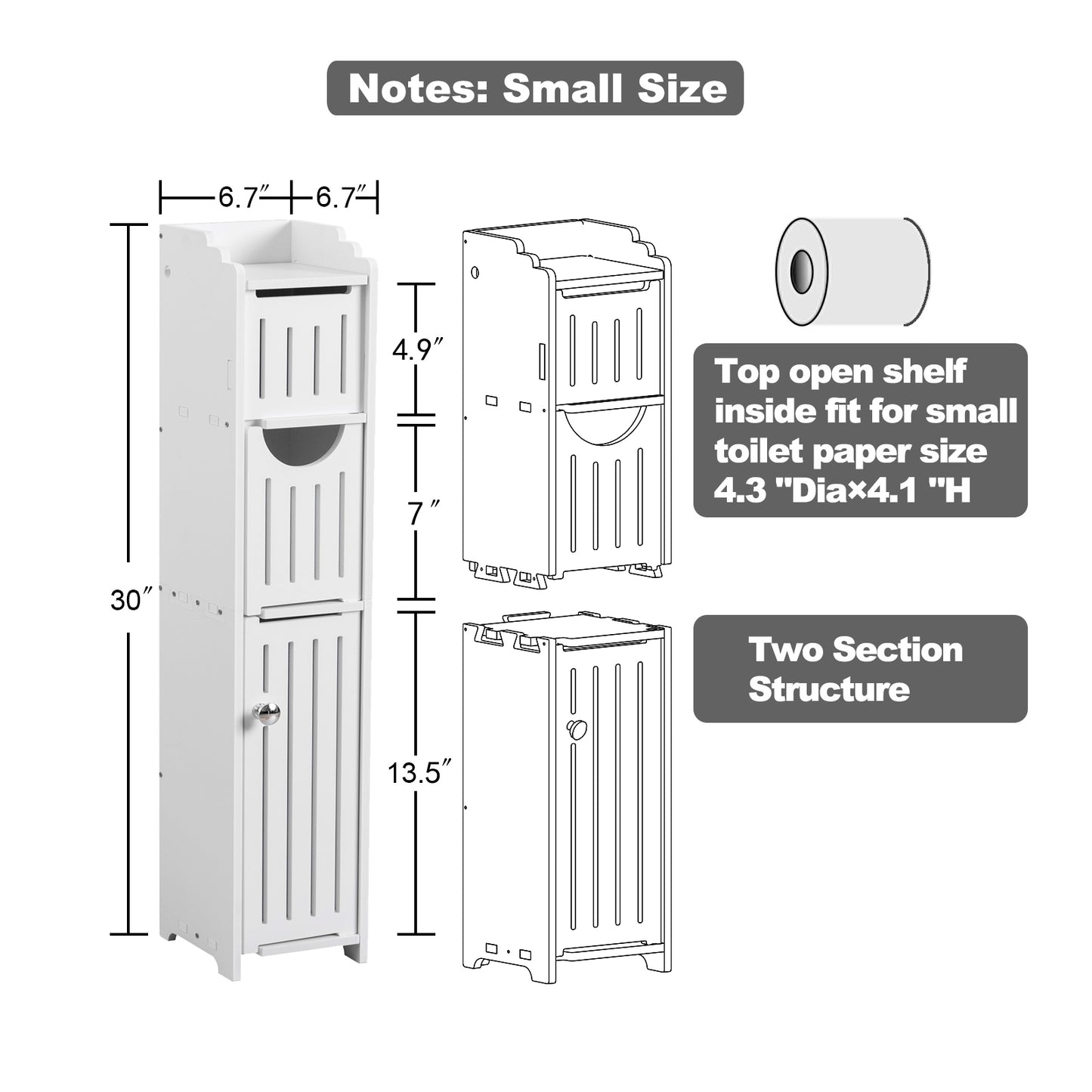 AOJEZOR Bathroom Storage Cabinet:Small Bathroom Storage Cabinet for Small Space-Toilet Paper Cabinet Fit for Small Roll