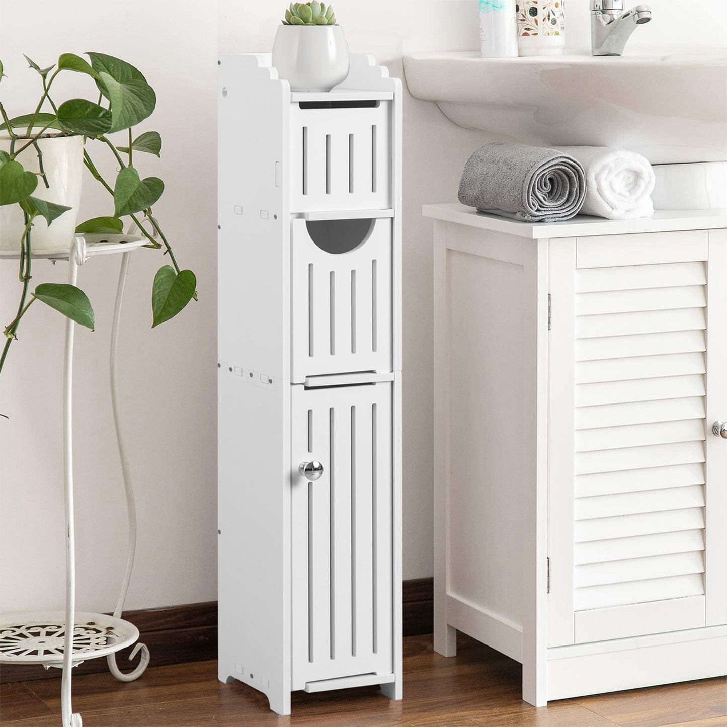 AOJEZOR Bathroom Storage Cabinet:Small Bathroom Storage Cabinet for Small Space-Toilet Paper Cabinet Fit for Small Roll