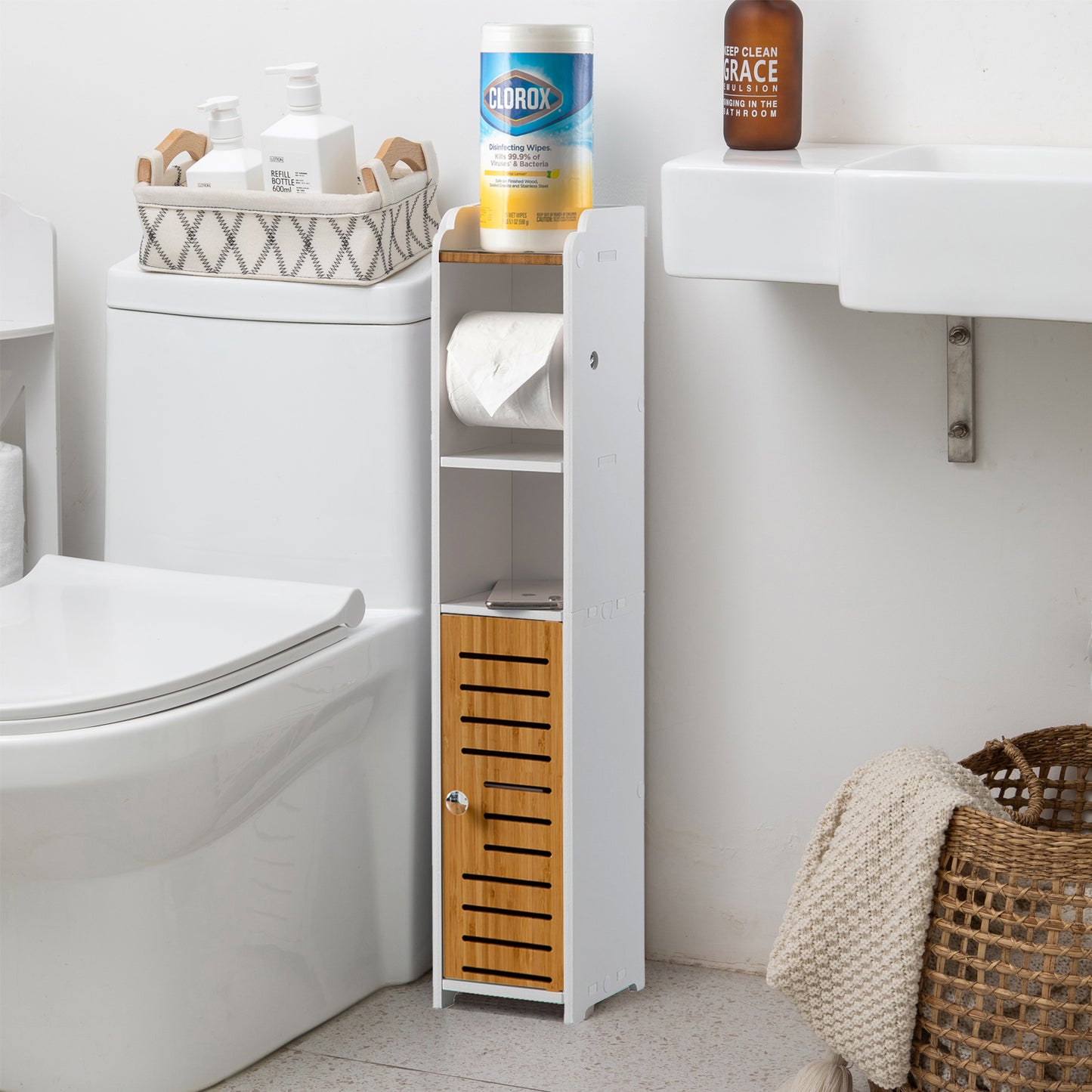 Bamboo Toilet Paper Storage